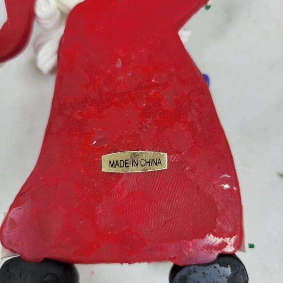 Vintage Clay Dough Santa With Gift Christmas Tree Ornament Hanging Holiday Decor - Picture 9 of 12